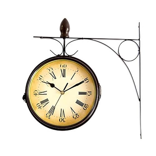 Uposao Horloge Murale Double Face Rétro, 25cm Nombre Horloge Murale en Fer, Fonctionnant sur Batterie, Horloge De Gare New York pour à L'intérieur Et à...