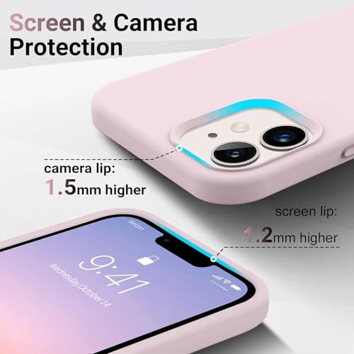 Image of Premium Liquid Silicone Case for iPhone 12 & 12 Pro - Slim Full Body Protective Back Cover with Soft Microfiber Lining, Anti-Slip Grip Scratch Resistant Phone Case(Baby Pink)