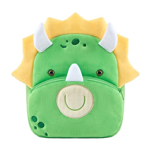 NICE CHOICE Mochila infantil fofa para bebês de 2 a 6 anos, Dinossauro - tricerátopo, 9.4 x 4 x 10.4 inches