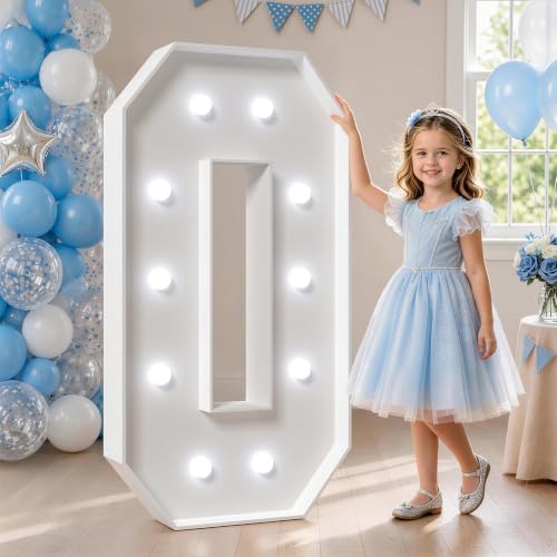Image of Marquee Numbers, 4FT Marquee Light Up Numbers 0 With Cool Light