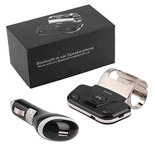 Polarlander Steering Wheel Wireless Bluetooth Car Kit Speakerphone with Car Charger Bluetooth Speaker in Car Steering Wheel