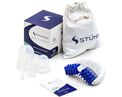 STÃ™NICK 4 Facial Cupping Sets - Face and Body Massage & Improve Face, Eyes and Neck Skin Wrinkles Anti Cellulite Cup with Cellulite Massager Vacuum Suction Silicone Cupping Therapy Set - Body