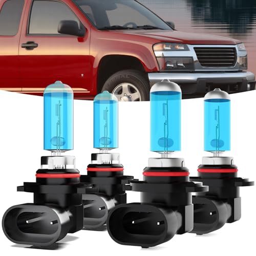 Image of Halogen Headlights Fit for GMC Canyon 2004-2012 Headlight Bulbs,9005 /HB3 /H10 High Beam + 9006 /HB4 Low Beam Bright Front Car Lights,Plug And Play,Pack of 4 (GMC Canyon 2004-2012)