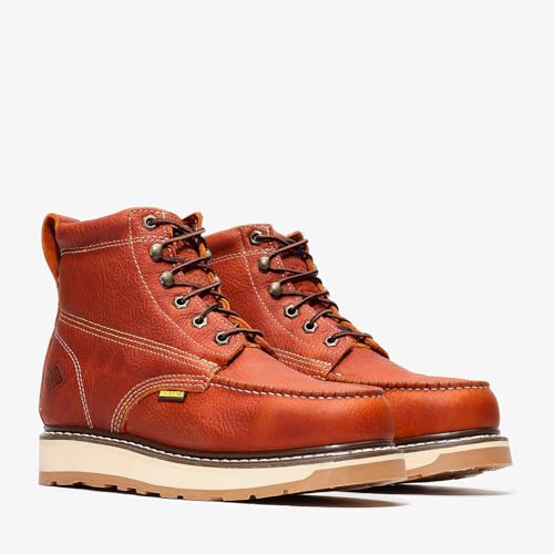 Image of Bonanza Boots Frontier Dual 6 inch Work Boots for Men - Premium Leather Moc Toe, Steel Toe with Light-weight Dual Density Comfort Wedge Outsole; ASTM Rated