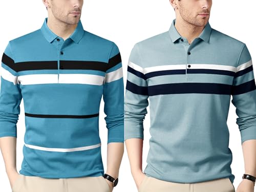 Image of Noble Monk Men's Polycotton Regular Fit Full Sleeves Polo T-Shirt