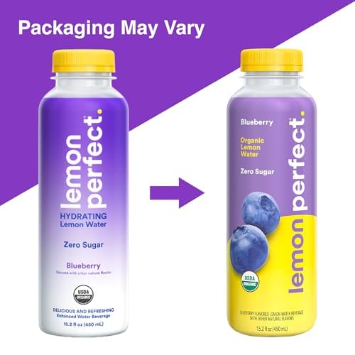 Lemon Perfect Blueberry, Hydrating Flavored Lemon Water, Zero Sugar, Delicious and Refreshing, Organic, 15.2 fl oz Bottle - Image 7