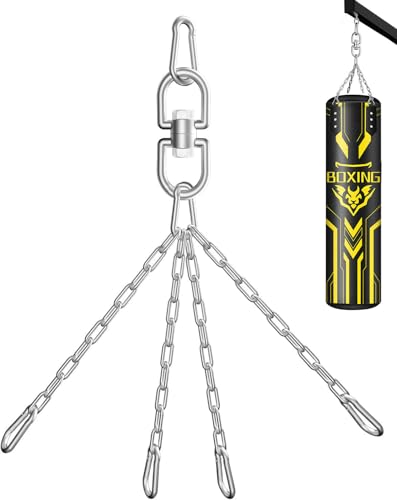 YORWHIN Boxsackaufhänger, 360° Drehung Schwere Taschenkette, Edelstahl Drehkette mit 4 Karabinerhaken, Schwerer Taschenaufhänger Halterung für schwere Tasche, Turnschaukel, Trapez, Yoga und Hängematte