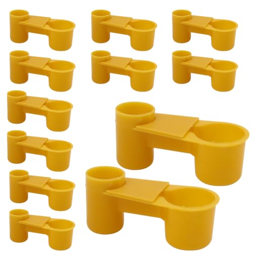 MUDUODUO 12Pcs Automatic Bird Drinker Cups Upgraded Pigeon Water Bottle Feeder for Cage(Yellow)