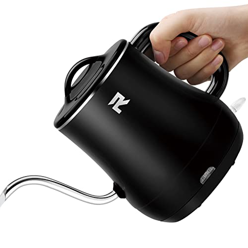 Gooseneck Electric Kettle Double Wall Cool Touch Pour Over Kettle BPA Free Portable Electric Tea Kettle 304 Stainless Steel Coffee Kettle Water Boiler, 0.8 Liters (27 Ounces), Auto Shut-Off & Boil Dry Protection