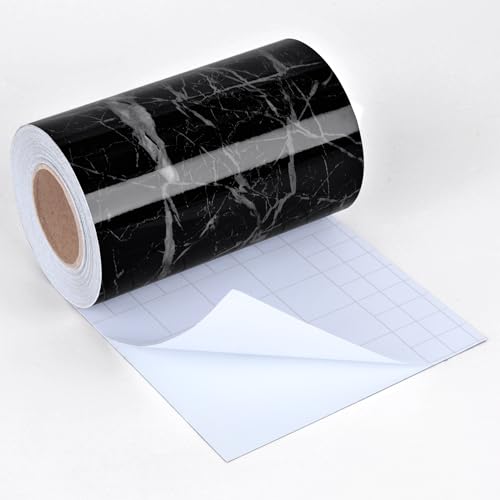 Wallderful Borda de papel de parede de mármore preto descasque e cole à prova d'água borda espelhad