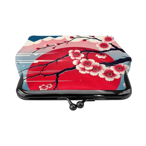 Pu Leather Buckle Coin Purse Japan-Cherry-Sun Girls Kiss-Lock Change Purse Wallets2