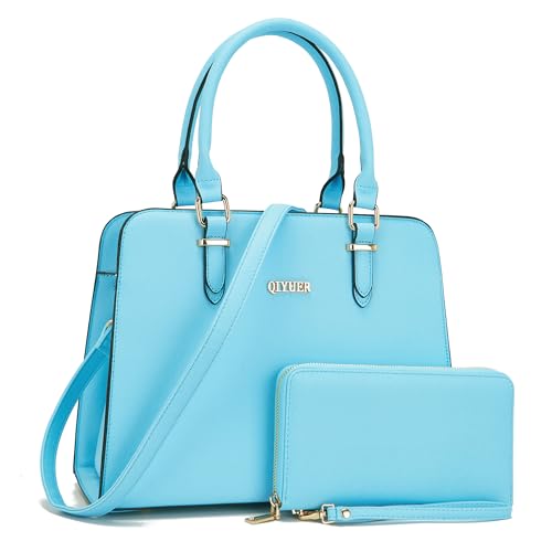 Image of Qiyuer Satchel Purses For Women Handbag And Wallet Set Tote Bag | Premium Vegan Leather,Matching Wallet,RFID Blocking,Work,Casual
