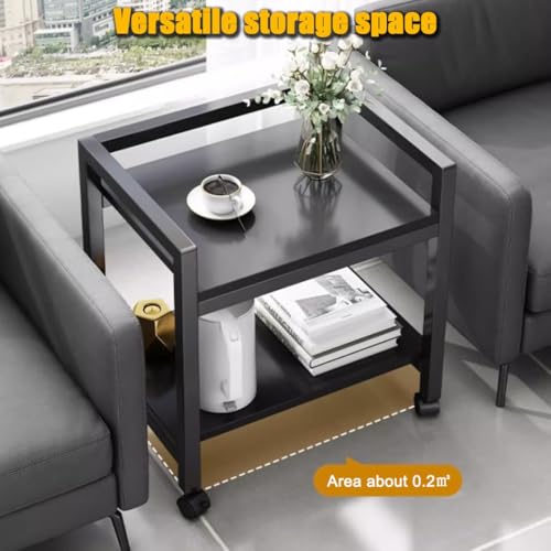 Supporto mobile per stampante a 2/3 ripiani, carrello da ufficio con ruote e ripiano portaoggetti, supporto compatto per stampante da posizionare sotto la scrivania, ideale per piccoli spazi - Nero