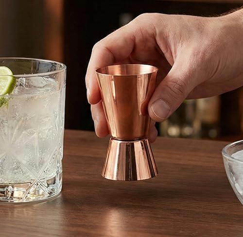 Image of eSplanade Brass Liquor Peg Measuring Glass Jigger Bar Tool - Double Sided - 30 and 60 ml (Copper)