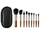 Make up Pinsel Set 9 Stück Reise Make up Pinsel Set Tragbar Schminkpinsel Profi Kosmetikpinsel mit PU Tasche und Puderquaste Lidschatten Pinselset Gesicht und Auge Kosmetikpinsel Holzgriff