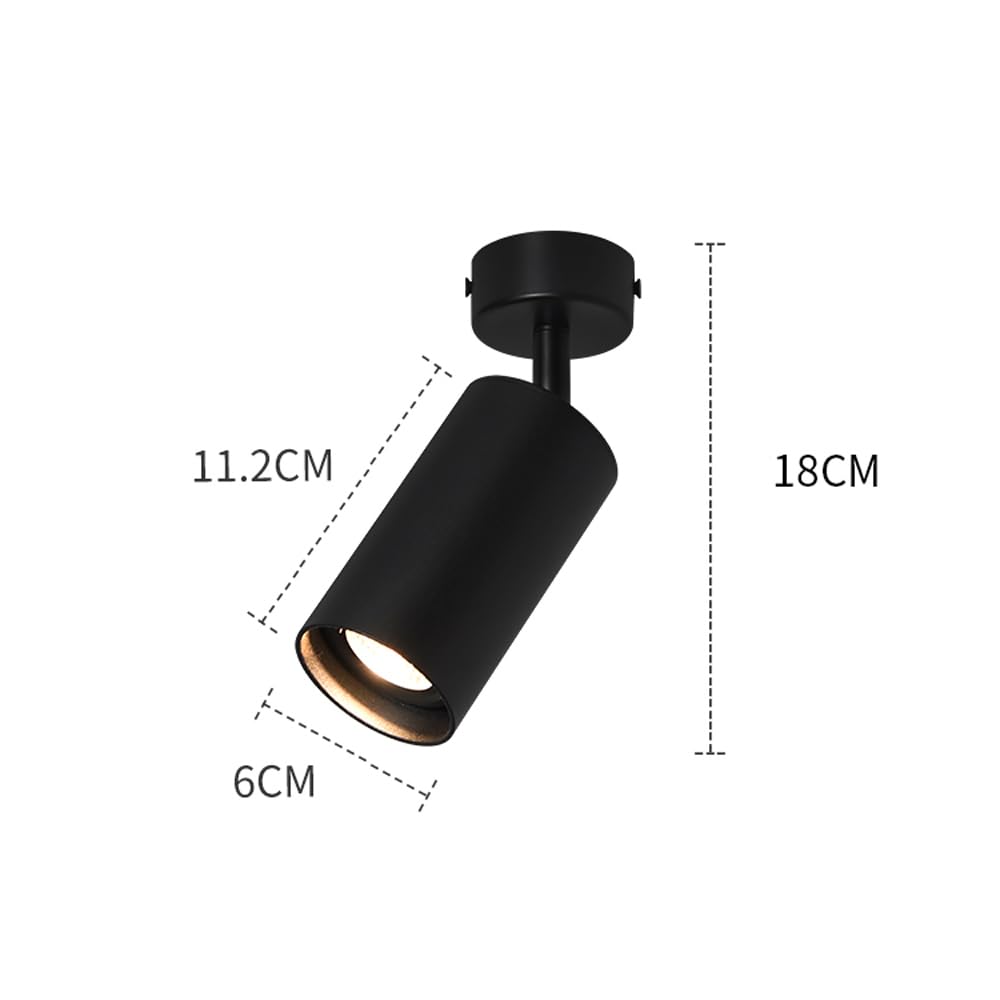 Spot LED 7 W, plafonnier encastré moderne à angle réglable, idéal pour un salon ou un mur, applique murale en aluminium, éclairage pour tableau ou vitrine, lumière blan,Black-white light 6000 K