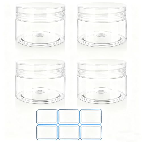 4 Pack 1 Oz (30ml) travel containers for creams Leak Proof with Labels
