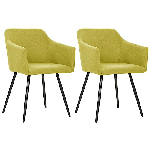 Tonture Juego de 2 sillas de comedor de tela verde, tapizadas modernas con reposabrazos, patas metálicas, capacidad de carga de 110 kg, diseño ergonómico para cocina, comedor, salón