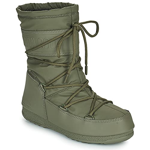 Moon Boot Mid Rubber Wp Boots Damen Kaki Schneestiefel Schuhe, Kaki, 38 EU