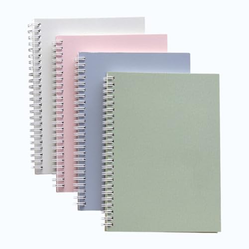 Image of INNAXA A5 College Ruled Notebook - 4 Pastel Color Pastel Pink,White,Grey,Green - 60 Sheets (120 Pages) per Notebook - Premium Ruled Lined Journal Set for Office, College, and Professional Note-Taking (Pack-4)