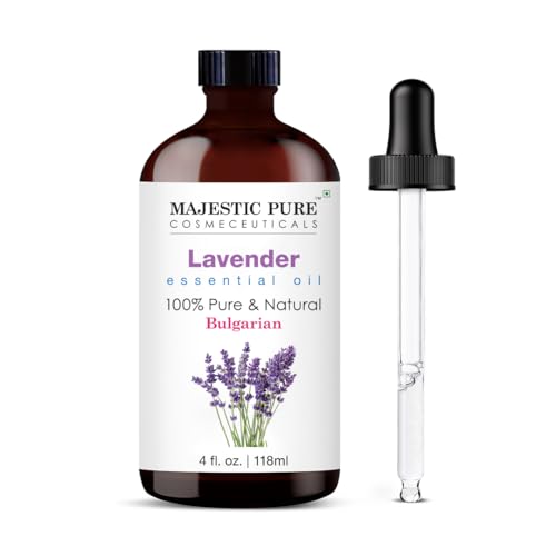 Image of Majestic Pure Essential Oil with Glass Dropper - 100% Pure and Natural - Essential Oils for Diffuser, Aromatherapy, Soap and Candle Making, Bulgarian Lavender Essential Oil, Lavender Oil, 4 Fl Oz