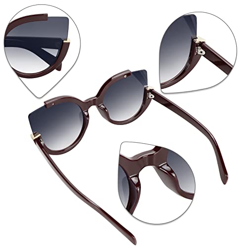 Supertrip Womens Fashion Oversized Round Square Plastic Vintage Cut-Out Flash Mirror Lens Cat Eye Sunglasses2