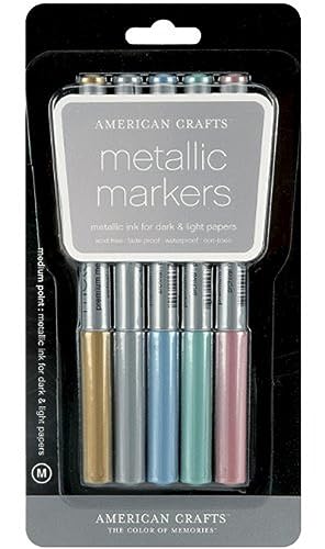 American Crafts 62264 Metallic Marker, Medium Point, Multi Color, 5-Pack