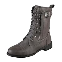 Ankle Boots For Women Goth Knee High Chunky Heel Gothic Boots Women Black Combat Motorcycle Walking Booties With Side Zip Lace Up Winter Slip-On Trekking Boot Wide Fit Wedge Shoes
