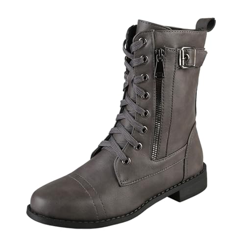 Bottes mi-mollet pour femme en gris uni parfaites pour les balades d'automne