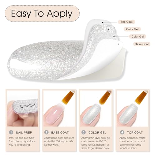 Image of CANNI 9ml Pearl Glitter White Gel Nail Polish High Gloss UV LED SoakOff Gel