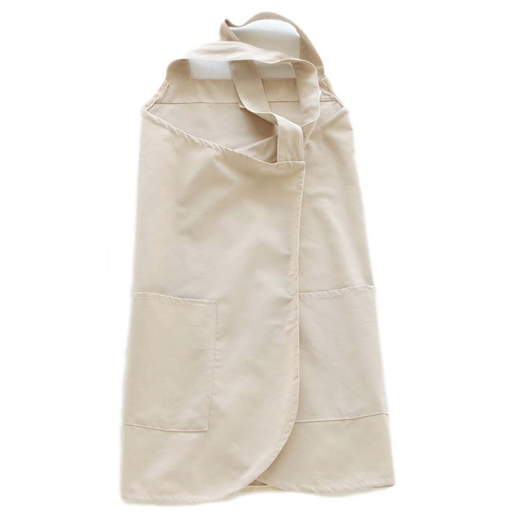 Tablier de cuisine beige SSDD 6649 en coton épais style littéraire pour femme