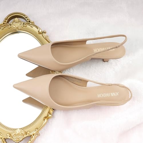 Image of JENN ARDOR Slingback Heels for Women Low Heels Dress Shoes Kitten Pumps Dressy Heeled Sandals Wide Width Fashion Casual Shoes