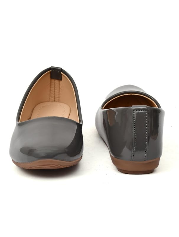 Image of MISS London Women's Bellies | Patent Leather Flats for Casual & Office Wear | Stylish & Comfortable | TPC Sole