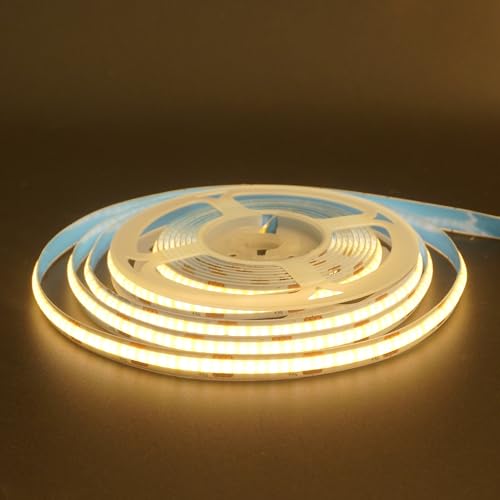 Image of 5V 8mm Width USB COB LED Strip Lights,Warm White 3000K,320LEDs /M,8W /M,CRI90,16.4FT /5M,Electroplated Double-Sided Panel Light Strip,Waterproof IP20,Flexible Strip for Indoor Decoration