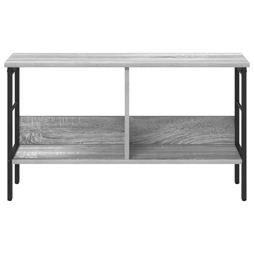 Libreria a 2 Livelli Stile Industriale 82x32x47 cm Grigio Sonoma | Scaffale autoportante con mensole grigie e struttura in acciaio per soggiorno e studio. Piedi regolabili inclusi.