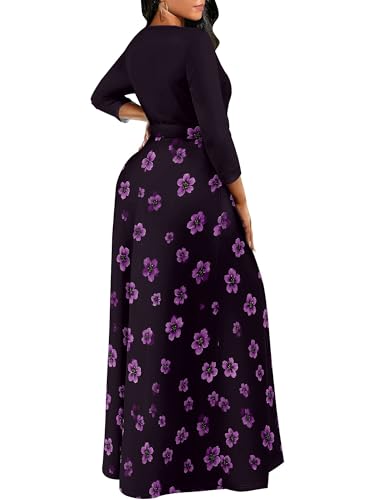 Image of PinkPatty Women's Long Sleeve Maxi Dress Plus Size Trendy Wedding Guest Dress with Pockets&Belt