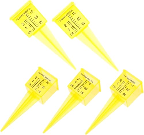 LimCryspp 5Rain Gauges, Sprinklers, Lawn Sprinklers, Garden Rain Collectors, Reusable Sprinklers, PVC Yellow