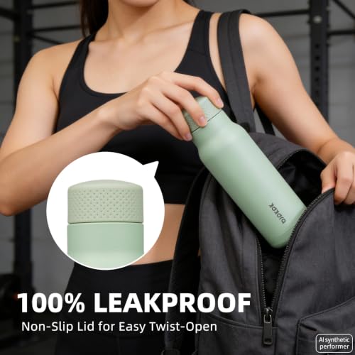 Image of BJPKPK Stainless Steel Water Bottle,21oz insulated Reusable Bottle,Leakproof Metal Thermal Flask Double Wall,Keep Drinks Cold and Hot,Mint Green