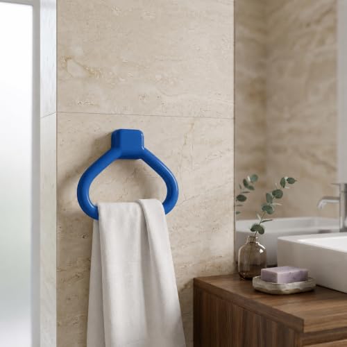 Image of CIPLA PLAST Rich Look Plastic Wall-Mounted Bathroom Mirror Cabinet with Storage Shelves, Single Door, Bathroom Mirror Cabinet with Towel Holder | (Blue)