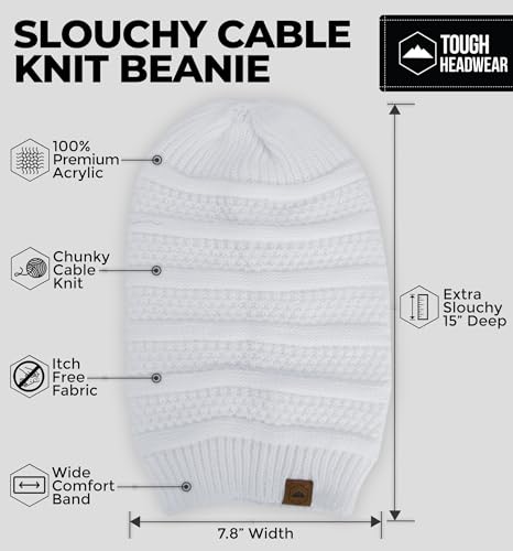 Image of Tough Headwear Slouchy Oversized Beanie Hat - Warm Winter Hats for Women - Stretch Fit Mens Beanie