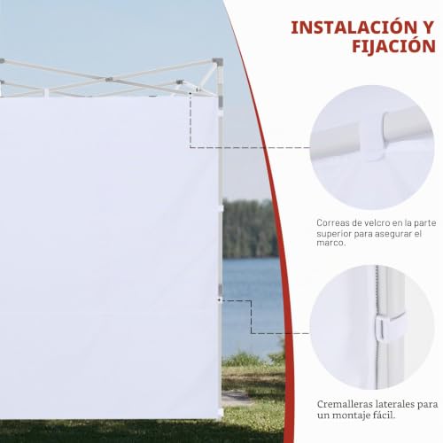 Pared lateral de 3 x 3 m para carpa plegable, sustituye tu lona vieja con este panel gris 8