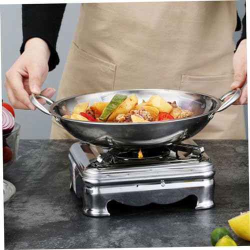 Wok redondo de acero inoxidable con asas resistentes miniatura 4