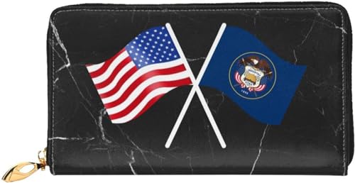 American And Utah Flag Wallet Card Bag
