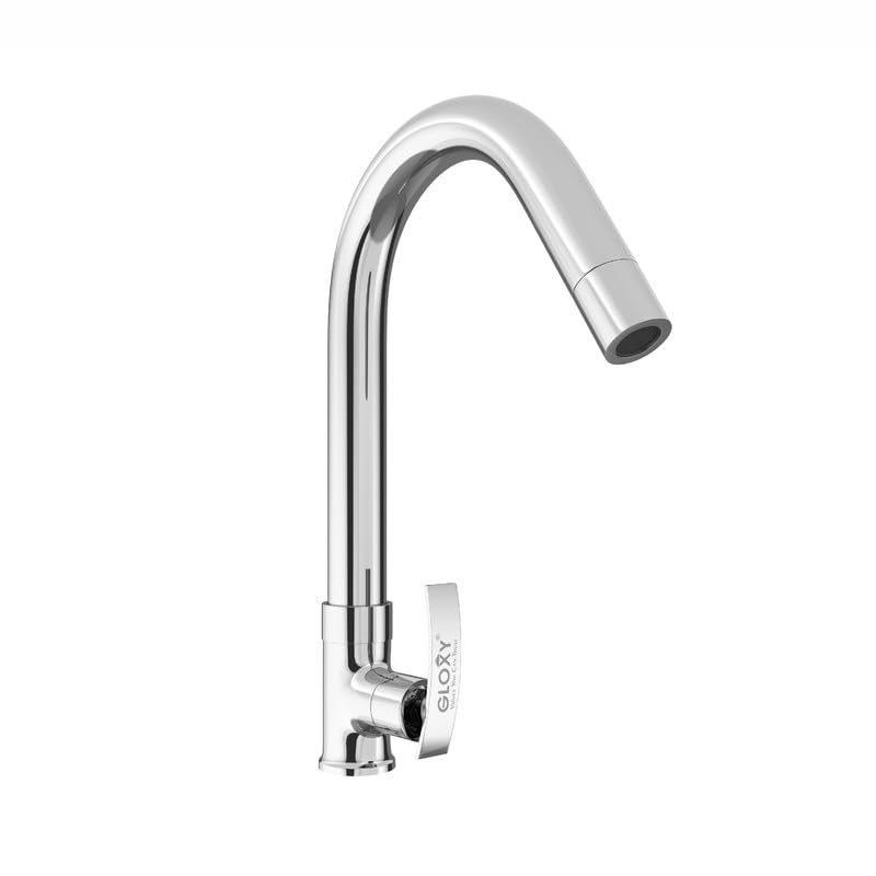 Image of GLOXY Premium Swan Neck Kitchen Sink Tap with 360 Degree Swivel Spout Delight Lever with Chrome Finish - Deck Mounted Wash Basin Tap for Kitchen Sink & Bathroom