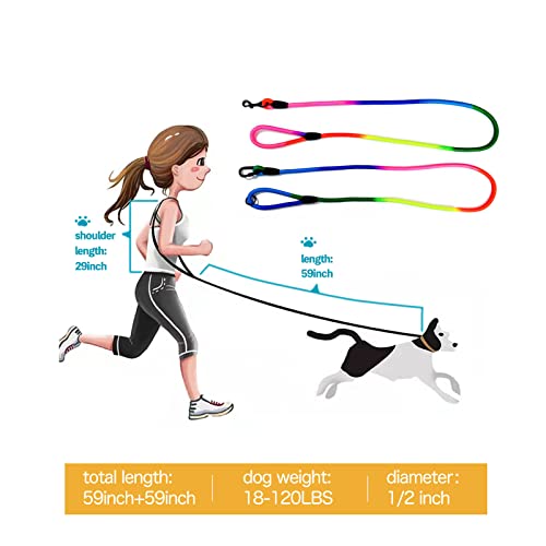 Jopoy Hands Free Dog Leash 9.8Ft Rope Crossbody Dog Leash Reflective For Large Medium Small Dogs Walking, Jogging And Running，Dog Training Leash (Rainbow, 9.8Ft) #TOP4