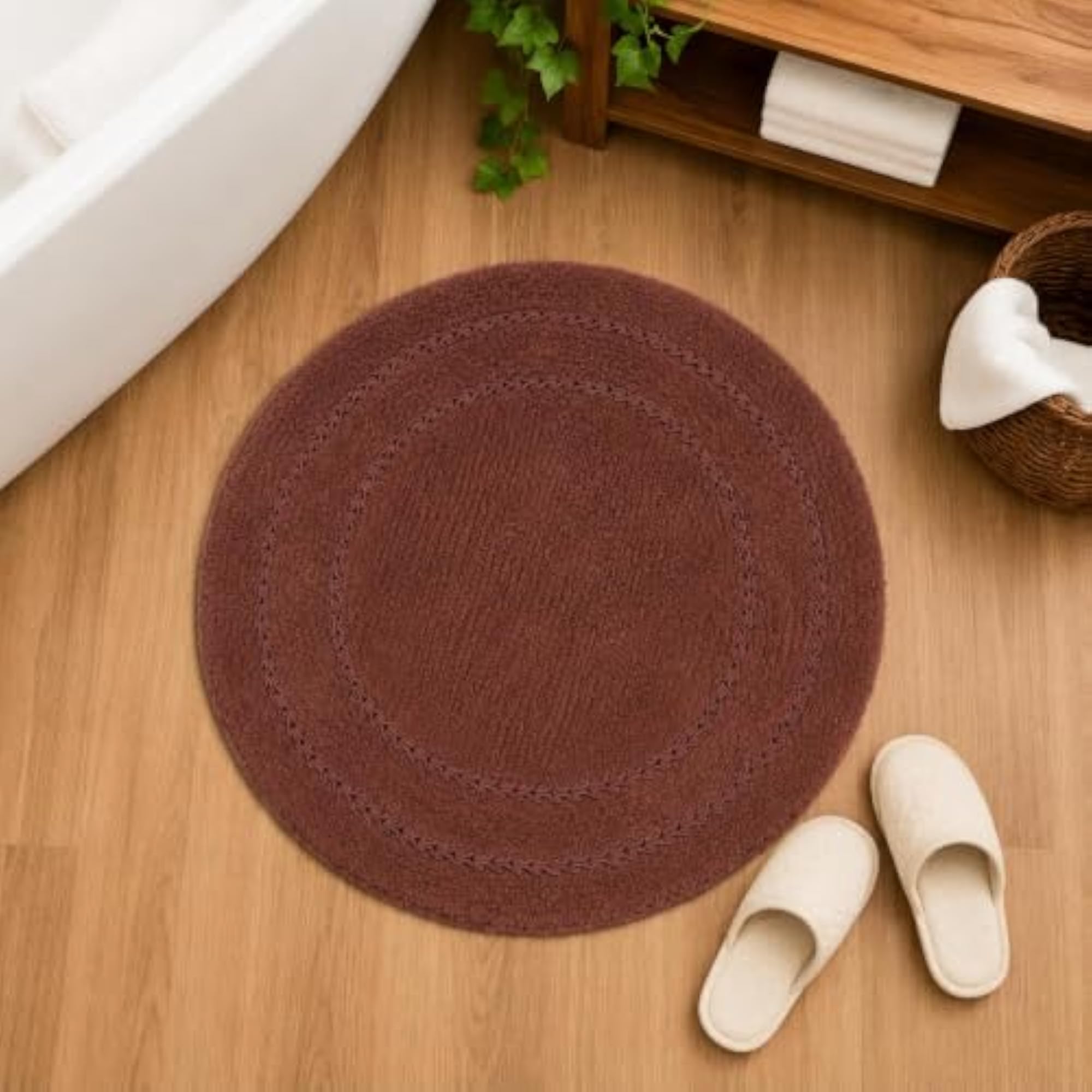 Unique SHEMTRON Collection Cotton Bath Mat, Round