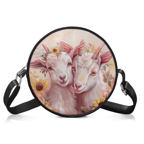 Leather Round Purse for Women Shoulder Crossbody Bag, Zipper Small Circle Wallet with Adjustable Strap2