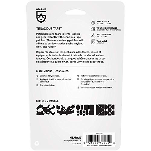 Image of GEAR AID Tenacious Tape Repair Patches - Peel-and-Stick Nylon Gear Patches for Jackets, Tents, Sleeping Bags, Backpacks, and Outdoor Gear - Fix Rips, Tears, and Holes, Outdoors, 3 inchx20 inch