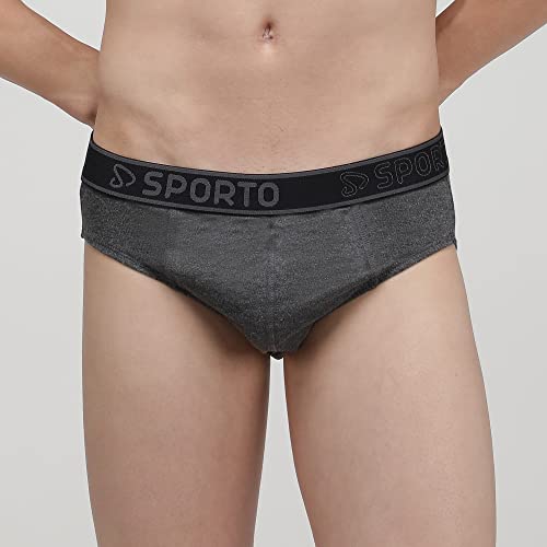 Image of sporto Men's Solid Cotton Brief with Soft Elastic Waistband (Pack of 3) Black