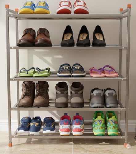 Image of Stainless Steel Shoe Rack Multilayer /Book Shelves /Multipurpose Rack (5 Shelf Stainless Steel Shoe Rack)